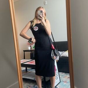 Black ribbed midi dress